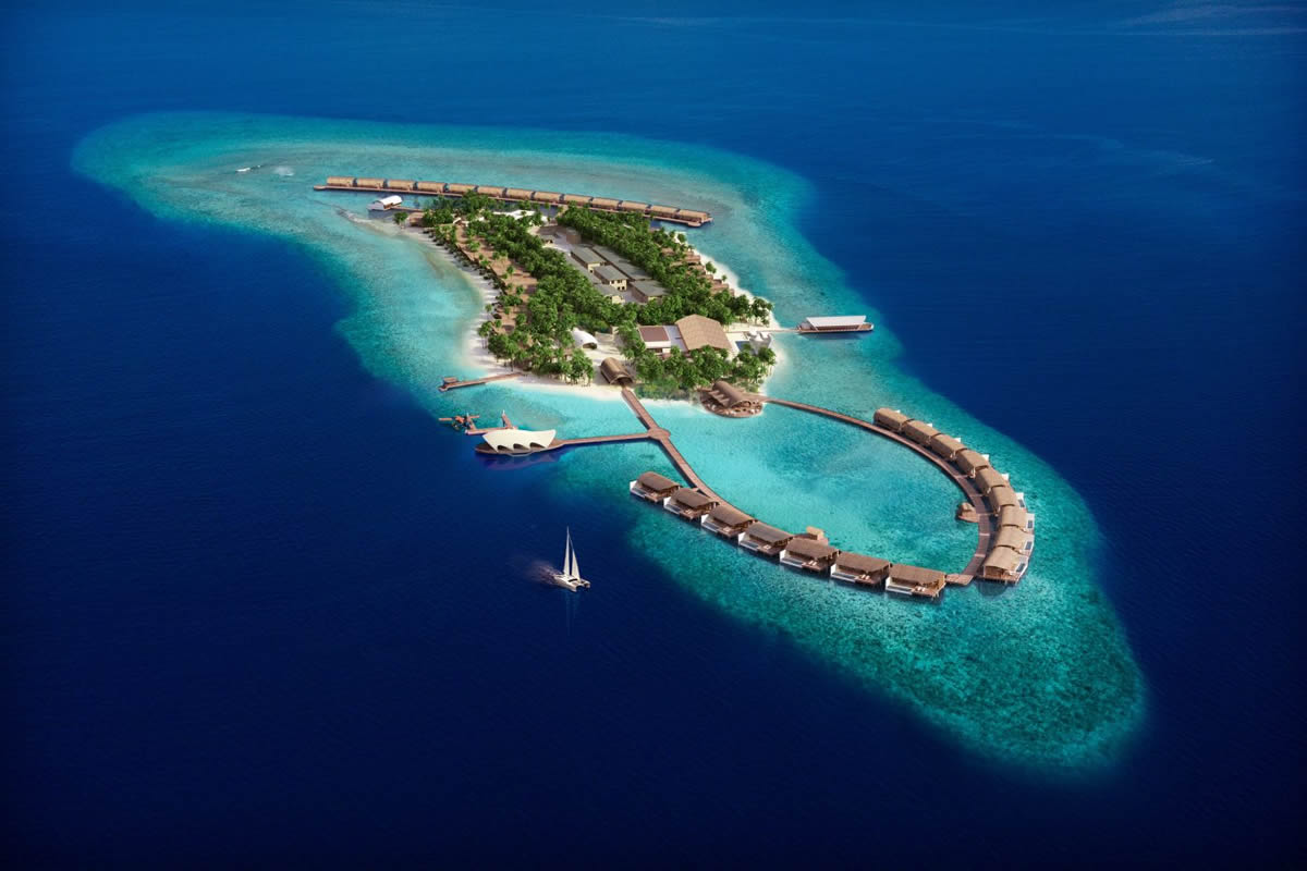 The Westin Maldives Miriandhoo Resort, aerial view